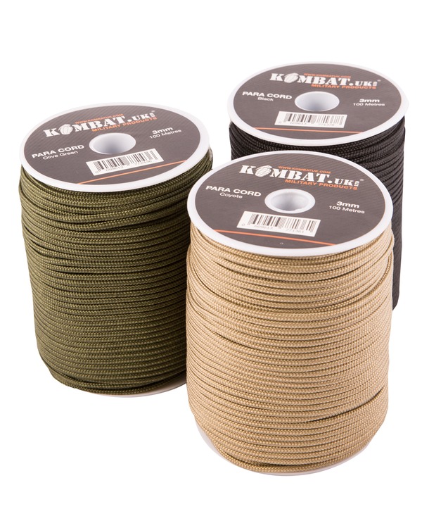 Paracord 3mm- Olive, Black or Tan