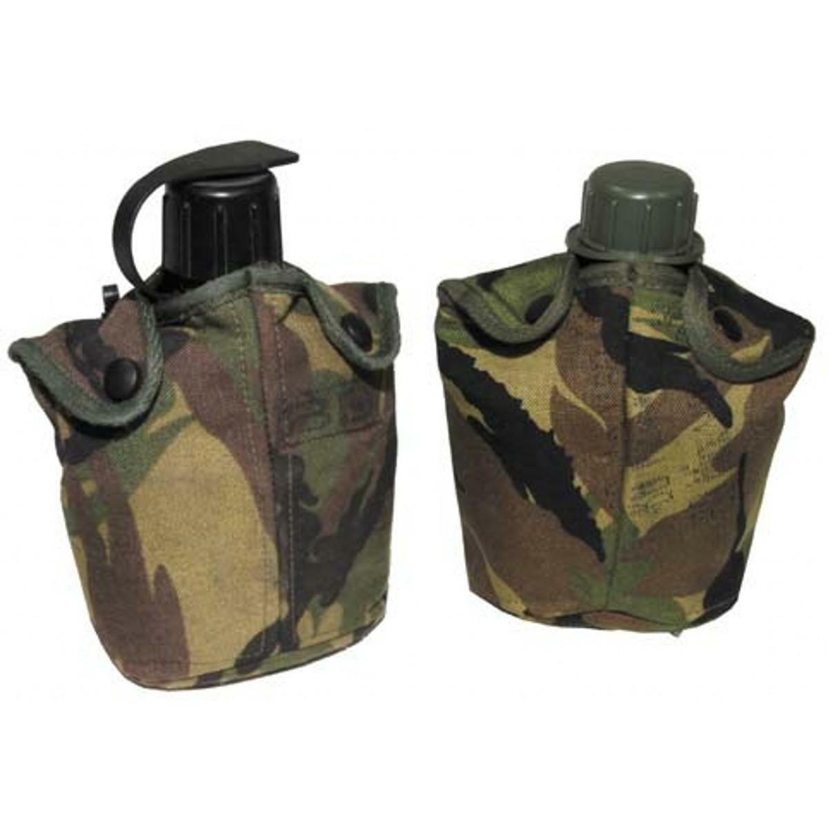 Dutch Military Issue Green Plastic Water Canteen Bottle, KL71, With DPM Cover Dutch Military Issue Green Plastic Water Canteen Bottle, KL71, With DPM Cover