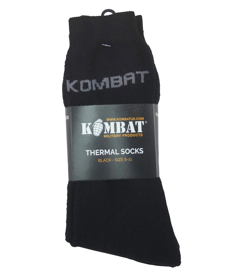 3pk Kombat UK Thermal Socks-Black or Olive
