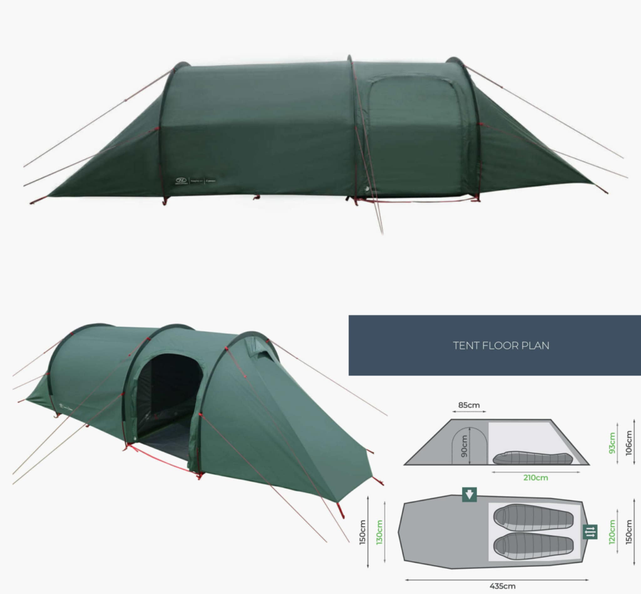 Highlander Respite 2 Person Extended Tunnel Tent