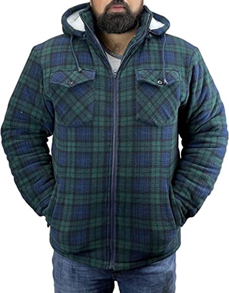 Mens Richmond Sherpa Fleece Jacket/Shirt - Dark Green