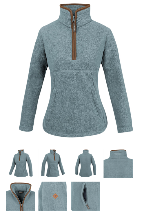 Jack Pyke Ladies Half Zip Sherpa Fleece Pullover - Ice Blue